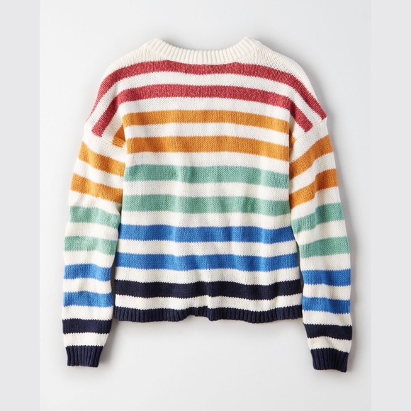 Ae Rainbow Striped Crew Neck Pullover 